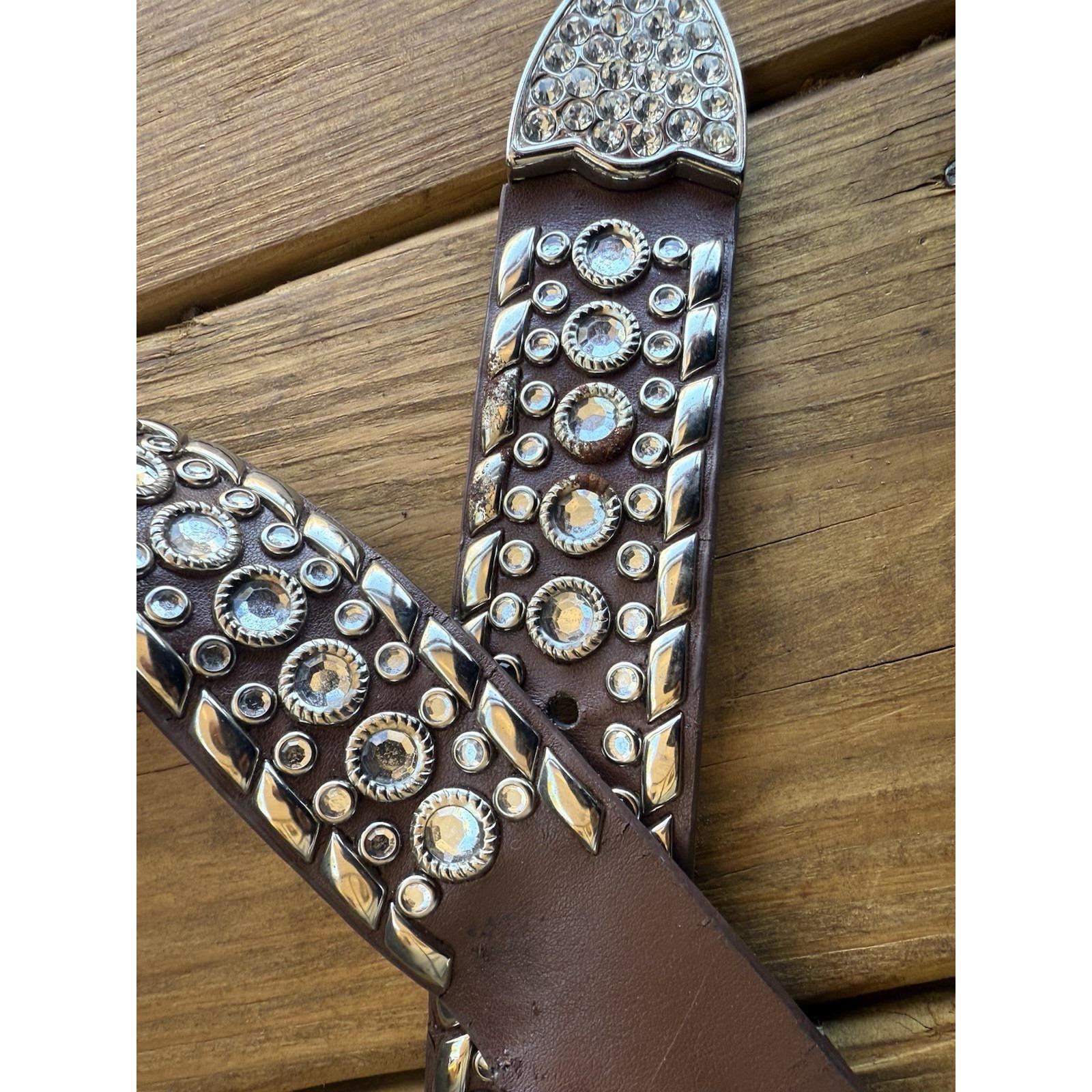 Vintage Y2K Cowgirl Western Rhinestone Crystal Bling Brown  display picture 2
