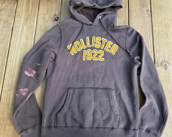 VTG Y2K Hollister hoodie heren grote bruine distressed hoodie geborduurd