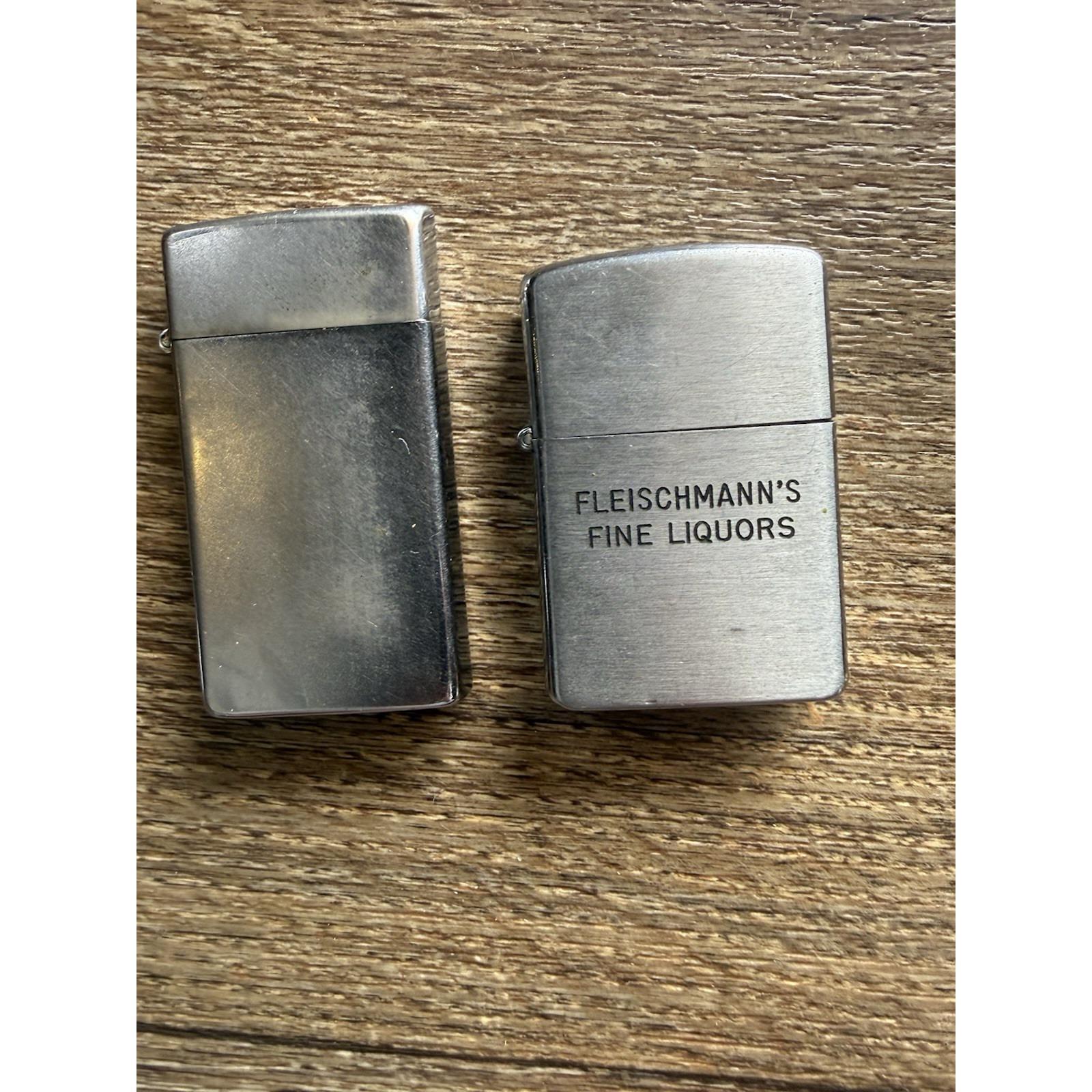 VINTAGE Idealine And Scripto Butane Lighters Advertising Fleichmanns Liquors