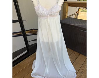 Camisón vintage Olga de cintura imperio, talla 34, azul claro, con sujetador acolchado 9200