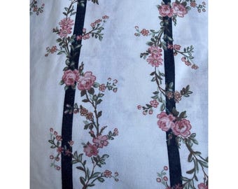 Lenzuolo piatto matrimoniale vintage Fieldcrest Cannon Roses And Stripes Cottage Core Grandma