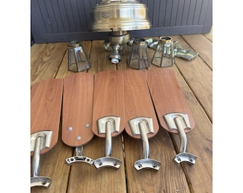 Vintage 1998 Hunter 32 "Original Deckenfan Braun und Messing mit Glasschirmen