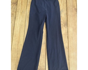 VTG Y2K 90s  Black Striped Flare Leg Trousers Slacks Low Rise Pants Grunge 9/10