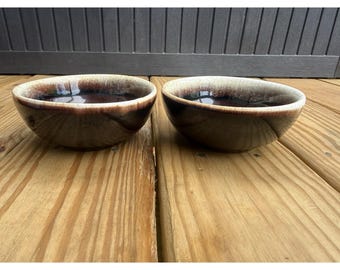 ヴィンテージ陶器 アメリカ製 ブラウン ドリップ釉薬 ボウル 5.5インチ シリアルボウル 2個セット MCM