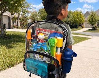 Mochila de actividades de verano personalizada para niños / Paquete de viaje transparente