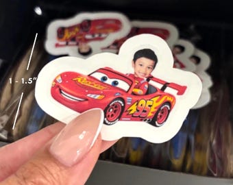 Pegatinas personalizadas para caras de niños, recuerdos de fiesta de cumpleaños temáticos, etiquetas con fotos personalizadas