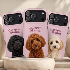 Rosa Cavapoo Mama MagSafe-kompatibelt iPhone-skal, Cavapoo hundmamma telefonskal, söt hundälskare-present, iPhone 17-14-skal