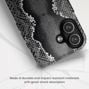 Black Python Print iPhone Case, Snakeskin Animal Pattern Cover image 8