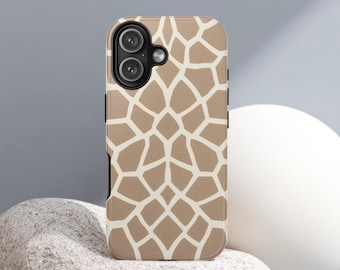 Neutral Giraffe Print iPhone Case, Safari Animal Pattern Cover