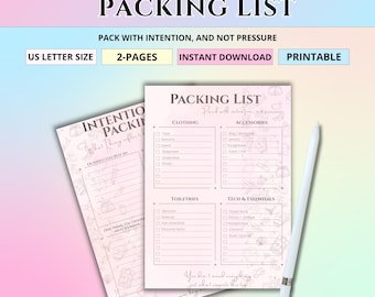 Reise Packliste Printable- Urlaubs Checkliste und Trip Organiser PDF