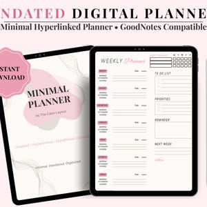 Neutral Undated Digital Planner, GoodNotes Compatible (PDF Download)