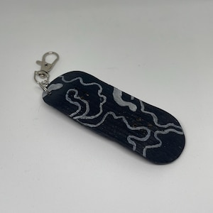 Splinters Black And White Wiggles Fingerboard Keyring Clip