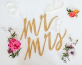 GOLD GLITTER chair signs for the Mr and Mrs