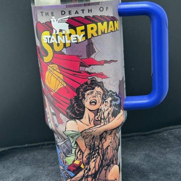 LIMITED EDITION Death Of Superman comic Quencher 40oz Tumbler
