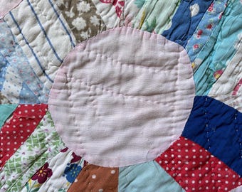 Vintage Quilt FRAGMENTS | Scrappy Snowball | Two-Pieces | c. 1930s-1940