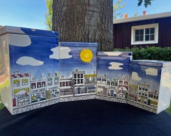 Taste Setter Sigma "Rue de Gourmet" Vintage Ceramic Canisters Paris Set of 4