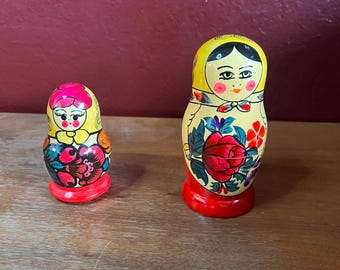 Vintage Matryoshka Russian Doll Set, 3 Piece & 6 Piece Dolls