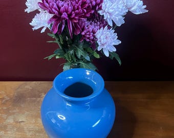 Blue Ceramic Vase 8"