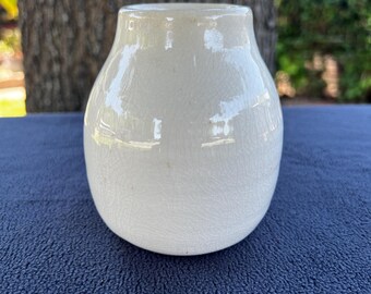 Small White Ceramic Vase with 'cracked' style glaze coating