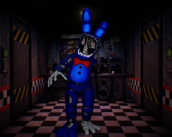 Figura articulada do Withered Bonnie – Item colecionável de Five Nights at Freddy's, com 13 pontos de articulação.