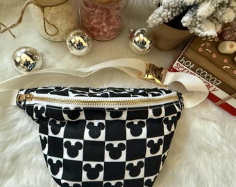 Small black and white Disney Mickey mouse head theme park crossbody/ beltbag