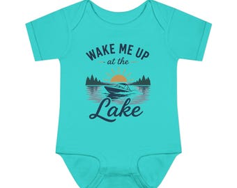 Weck mich am See Baby Body, Lake Life Baby Bodysuit, lustiger Boot Tag Säugling Shirt, Sommer See Baby Outfit, Neugeborenen Geschenk