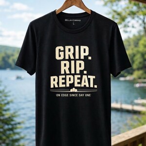 Grip. Rip. Repeat. Vintage Slalom Waterski T-Shirt, On Edge Since Day One
