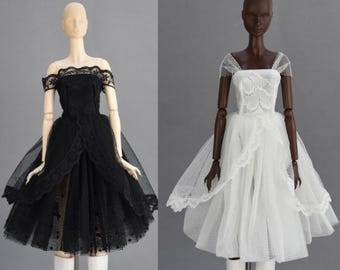 House of Douture 1/6 Fashion Royalty Doll BJD 11-13" Abiti in tulle e pizzo nero bianco