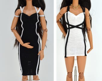 Bambola Fashion Royalty 1/6 BJD 11-13" con dettagli a righe tubolari, materiale in cotone elasticizzato