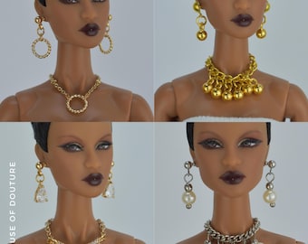 Borse tote per bambole Fashion Royalty, gioielli BJD in scala 1/6, collana e orecchini