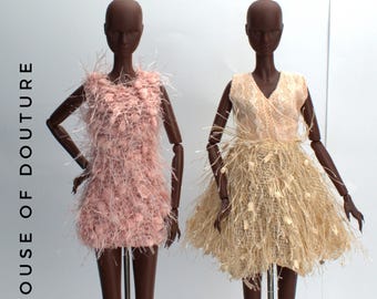 Bambola Fashion Royalty 1/6 BJD 11-13" Fluff Feather Dresses