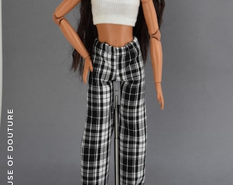 House of Douture 1/6 Fashion Royalty Doll BJD 11-13" Pantaloni elasticizzati scozzesi