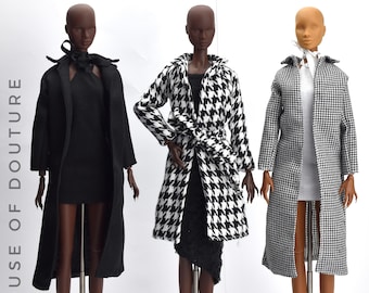 Bambola Fashion Royalty 1/6 BJD 11-13" Mac Trench Cappotti lunghi fantasia