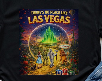 No hay lugar como Las Vegas. Gráfico del Mago de Oz para póster o camiseta. Archivo digital PNG de alta resolución.