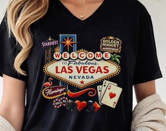 Las Vegas Bachelorette V-neck T-Shirt Las Vegas V-neck T-Shirt Graphic Las Vegas V-neck T-Shirt Weekend Getaway Shirt