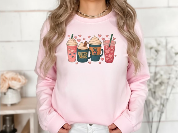 Dutch Inspired Valentines Day Sweatshirt Romantic Dutch Heart Design Cozy Love Shirt Gift Coffee Lover Illustrated Retro Sweatshirt