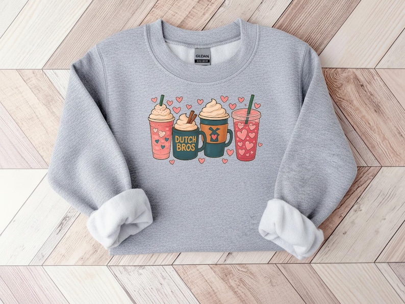 Gift Coffee Lover Illustrated Retro Sweatshirt
