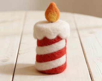 Felted Birthday Cake Decorations, Handmade Felt Ornaments, Mini Birthday Candles, Home Décor, Unique Gifts, Personalised Commemorative Gifts