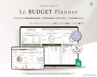 Monthly and annual budget in French using Google Sheets • Expense tracking • Savings tracking • Personal finance management • Budget planner