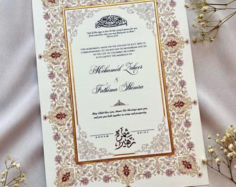 Premium Handpainted Nikah Certificate: A3 Personalised Islamic Wedding Contract - Gold leaf Custom Couple Name Logo