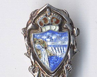 Antiek zilver emaille Niagara Falls Native Chief lepel