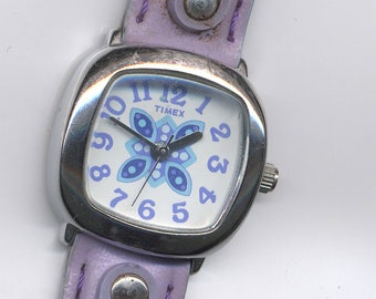Vintage Timex Jr's Girls Butterfly Leather Strap Watch c1980s