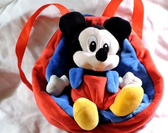 Mini mochila vintage de felpa Mickey Mouse