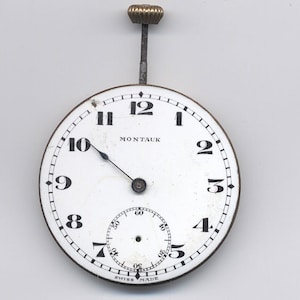 Antique 7 Jewels Montauk Pocket Watch Movement Fix or Steampunk