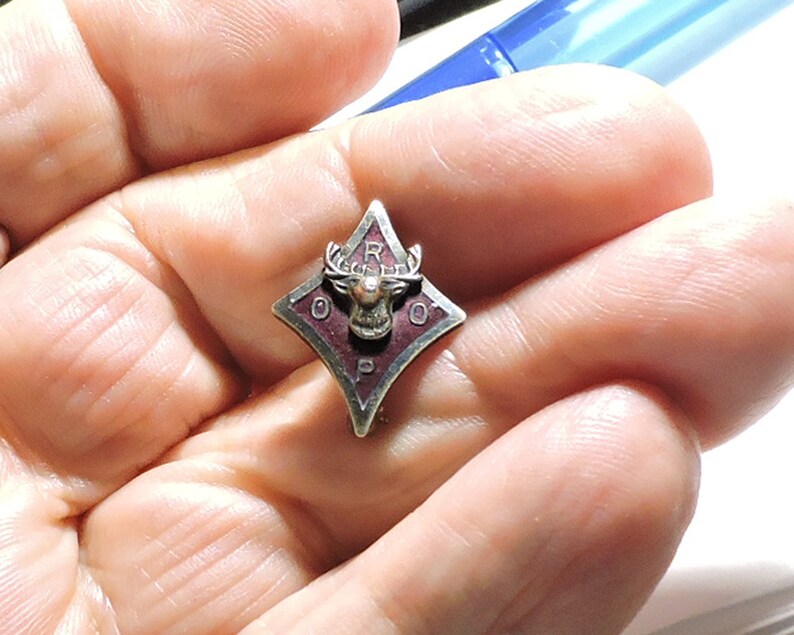 Vintage Royal Order of Purple Sterling Silver Enamel Elk Pin