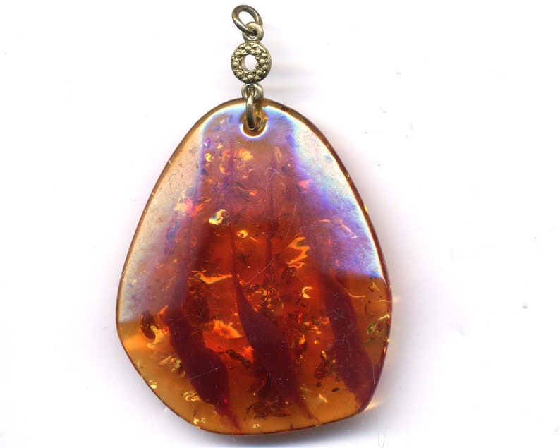 Antique Amber Pendant wbrass Findings
