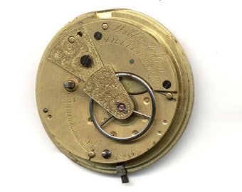 Antiek Will'm Allen Engels Fusee zakhorloge, beweging en wijzerplaat: jaren 1860-70