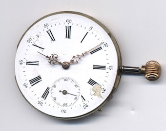 Antique Swiss Pocket Watch Movement with Fancy Hands c1900s