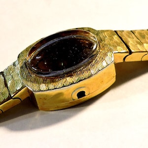 Gold Plated Swiss Synchron Watch Case with attached Bracelet c1960s