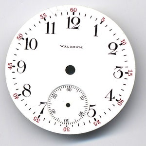 Antike Waltham Porzellan Taschenuhr Zifferblatt - 42 mm